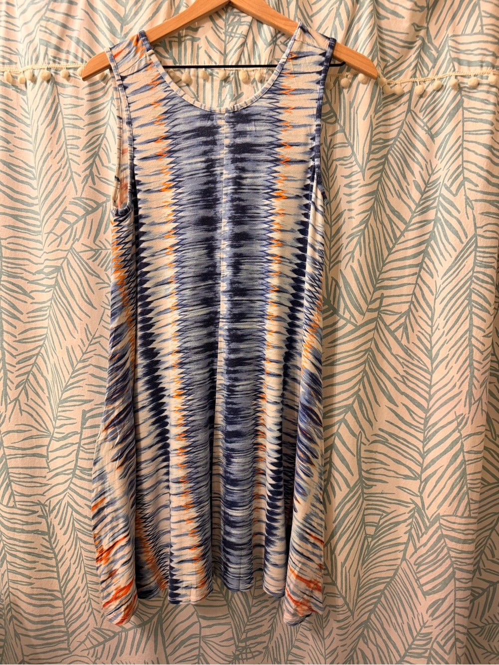 Vermilli Hawaii Orange and Blue Electric Patterned Swing Tank Dress - Picture 6 of 6